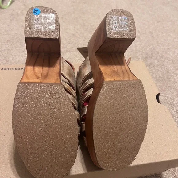 Bed Stu Women M 6 Leather Platform Sandals Clogs - Picture 7 of 9